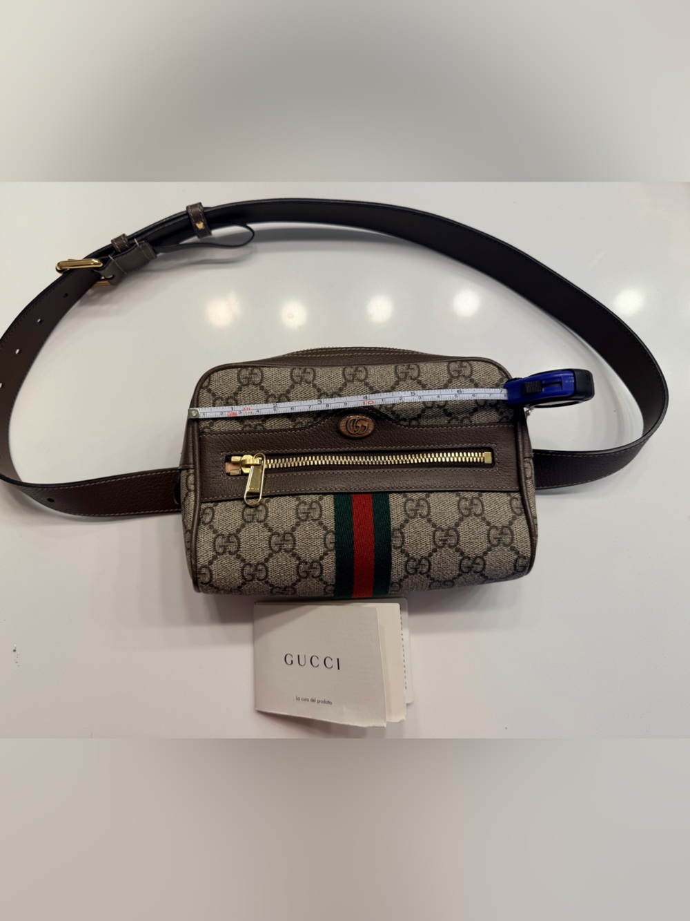 Gucci Small GG Ophidia Belt Bag with Brown Leather Belt